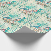 ヴィンテージブルーバードオンエフエメフランスのラ ラッピングペーパー (角)