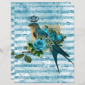 ヴィンテージブルーバードオンシート音楽スクラップブック紙 (正面/裏面)