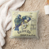 ヴィンテージブルーバードカゴのコラージュ クッション (ブランケット)