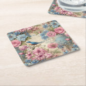 ヴィンテージブルーバードセレナーデ スクエアペーパーコースター (アングル)