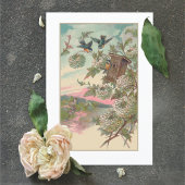 ヴィンテージブルーバードハウスアジサイ誕生日 カード