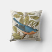 ヴィンテージブルーバードファーンフランスのバード装飾用クッション クッション (裏面)