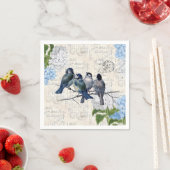 ヴィンテージブルーバードフラワーズイタリアン紙ナプキンス スタンダードカクテルナプキン (インサイチュ)