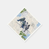 ヴィンテージブルーバードフラワーズイタリアン紙ナプキンス スタンダードカクテルナプキン (角)