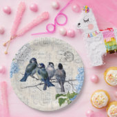 ヴィンテージブルーバードフラワーズイタリアン紙プレート ペーパープレート (パーティー)