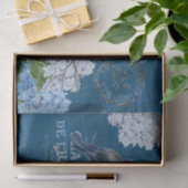 ヴィンテージブルーバードフラワーズフランスのティッシュペーパー 薄葉紙 (ギフト)