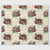 ヴィンテージブルーバードフローラクリスマス ラッピングペーパー (フラット)