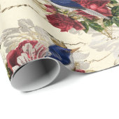 ヴィンテージブルーバードフローラクリスマス ラッピングペーパー (ロールコーナー)