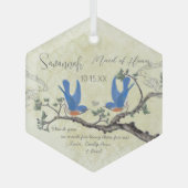 ヴィンテージブルーバードメイド・オブ・オーナー（花嫁付き添い人）オーナメント ガラスオーナメント (正面)