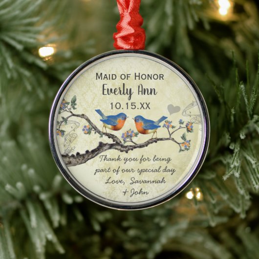 ヴィンテージブルーバードメイド・オブ・オーナー（花嫁付き添い人）オーナメント メタルオーナメント (ツリー)