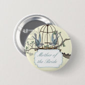 ヴィンテージブルーバードラブ結婚バードのバッジ 缶バッジ (正面&裏面)