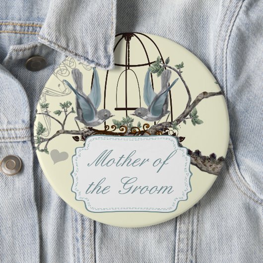 ヴィンテージブルーバードラブ結婚バードのバッジ 缶バッジ (インサイチュ)