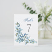 ヴィンテージブルーバード冬の結婚式のテーブル番号 ポストカード (スタンド正面)