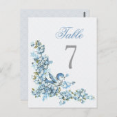 ヴィンテージブルーバード冬の結婚式のテーブル番号 ポストカード (正面/裏面)