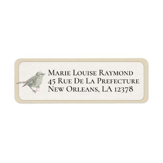 ヴィンテージブルーバード差出人住所ラベル ラベル (正面)