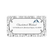 ヴィンテージブルーバード樺の木の結婚木または汎用 ラベル (正面)