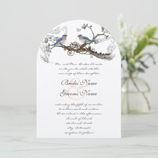ヴィンテージブルーバード結婚式招待状 招待状 (スタンド正面)