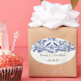 ヴィンテージブルーバード結婚式用シール 楕円形シール