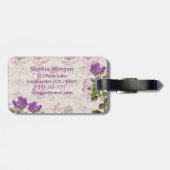 ヴィンテージブルーバード、紫色の花、ラベンダーミュージック ラゲッジタグ (裏面横)