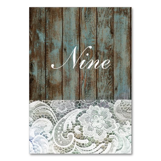 ヴィンテージブルーバーンウッドレース国結婚式 テーブルナンバー (正面)