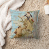ヴィンテージブルーパリカップルのデクページスタイル クッション (ブランケット)
