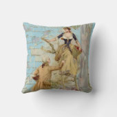 ヴィンテージブルーパリカップルのデクページスタイル クッション (裏面)