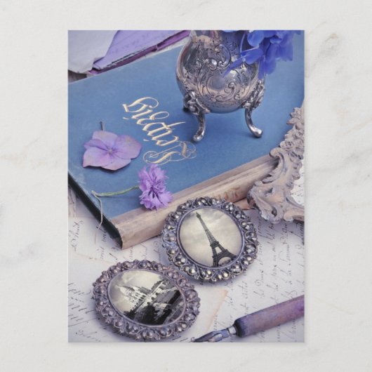 ヴィンテージブルーパリ写真 ポストカード (正面)