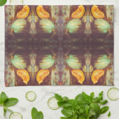 ヴィンテージブルーパンプキンヘアーローム絵画秋 キッチンタオル (折り畳み)