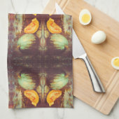 ヴィンテージブルーパンプキンヘアーローム絵画秋 キッチンタオル (四つ折り)