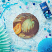 ヴィンテージブルーパンプキンヘアーローム絵画秋 ペーパープレート (パーティー)