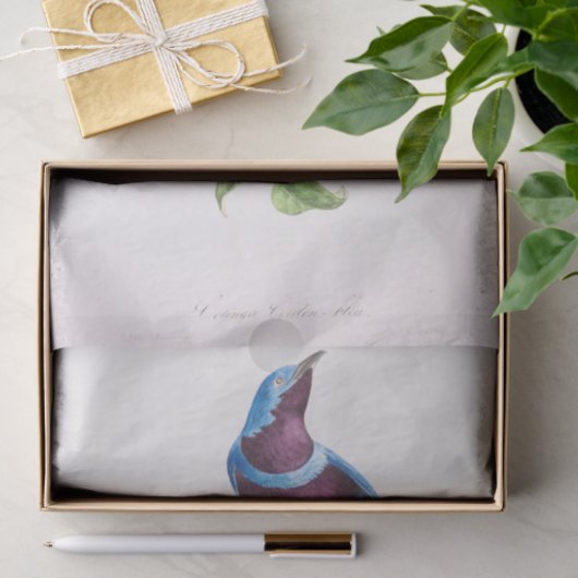 ヴィンテージブルーパープルバードエフエメラデクページスクリプト 薄葉紙 (ギフト)