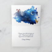 ヴィンテージブルーパープル〔占星術の〕十二宮図アリス誕生日 カード (内部)