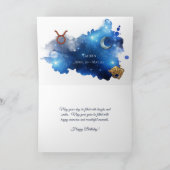 ヴィンテージブルーパープル〔占星術の〕十二宮図タウルス誕生日カード カード (内部)