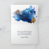 ヴィンテージブルーパープル〔占星術の〕十二宮図レオ誕生日 カード (内部)