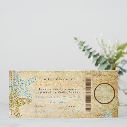 ヴィンテージブルーヒトデ搭乗券招待状 招待状 (スタンド正面)