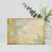 ヴィンテージブルーヒトデ結婚式招待状 出欠カード (スタンド正面)