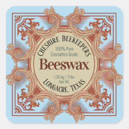 ヴィンテージブルービーズワックスまたはハニーステッカー スクエアシール