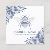 ヴィンテージブルービー&フラワーアピールビーキーパー スクエア名刺 (正面)