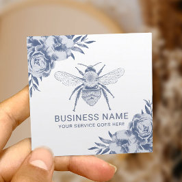 ヴィンテージブルービー&フラワーアピールビーキーパー スクエア名刺