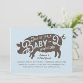 ヴィンテージブルーピグベビー-Q BBQベビーシャワー 招待状 (スタンド正面)