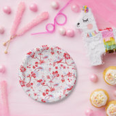 ヴィンテージブルーピンクフォークバードフローラ ペーパープレート (パーティー)