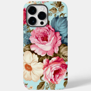 ヴィンテージブルーピンクフローラガーデン Case-Mate iPhone 14 PRO MAXケース