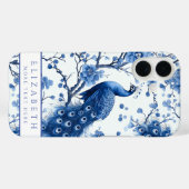 ヴィンテージブルーピーコックオランダデルフトフローラ水彩 Case-Mate iPhoneケース (裏面 (横))