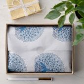 ヴィンテージブルーピーコックパターンの分離 薄葉紙 (ギフト)