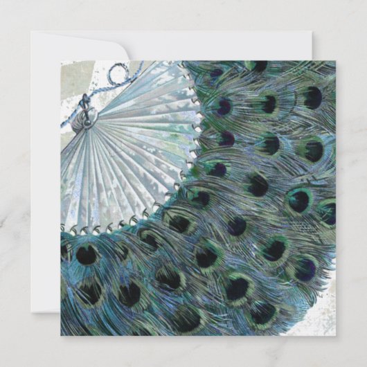 ヴィンテージブルーピーコックファン結婚式招待状 招待状 (裏面)