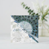 ヴィンテージブルーピーコックファン結婚式招待状 招待状 (スタンド正面)