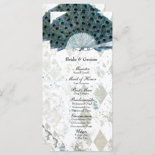 ヴィンテージブルーピーコックファン結婚式 プログラム (正面/裏面)