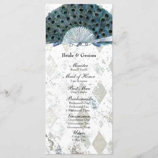 ヴィンテージブルーピーコックファン結婚式 プログラム (正面)