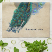 ヴィンテージブルーピーコックフェザーシャンデリア  キッチンタオル (折り畳み)