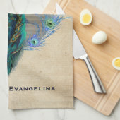 ヴィンテージブルーピーコックフェザーシャンデリア  キッチンタオル (四つ折り)